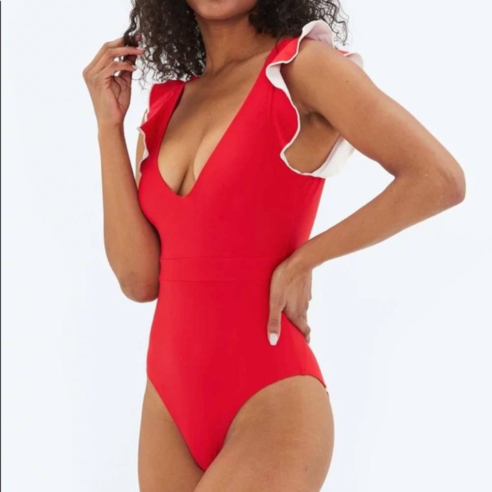 Summersalt red ruffle backflip one piece